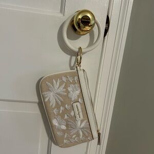 Nanette Lepore Beige and White Floral Card Holder